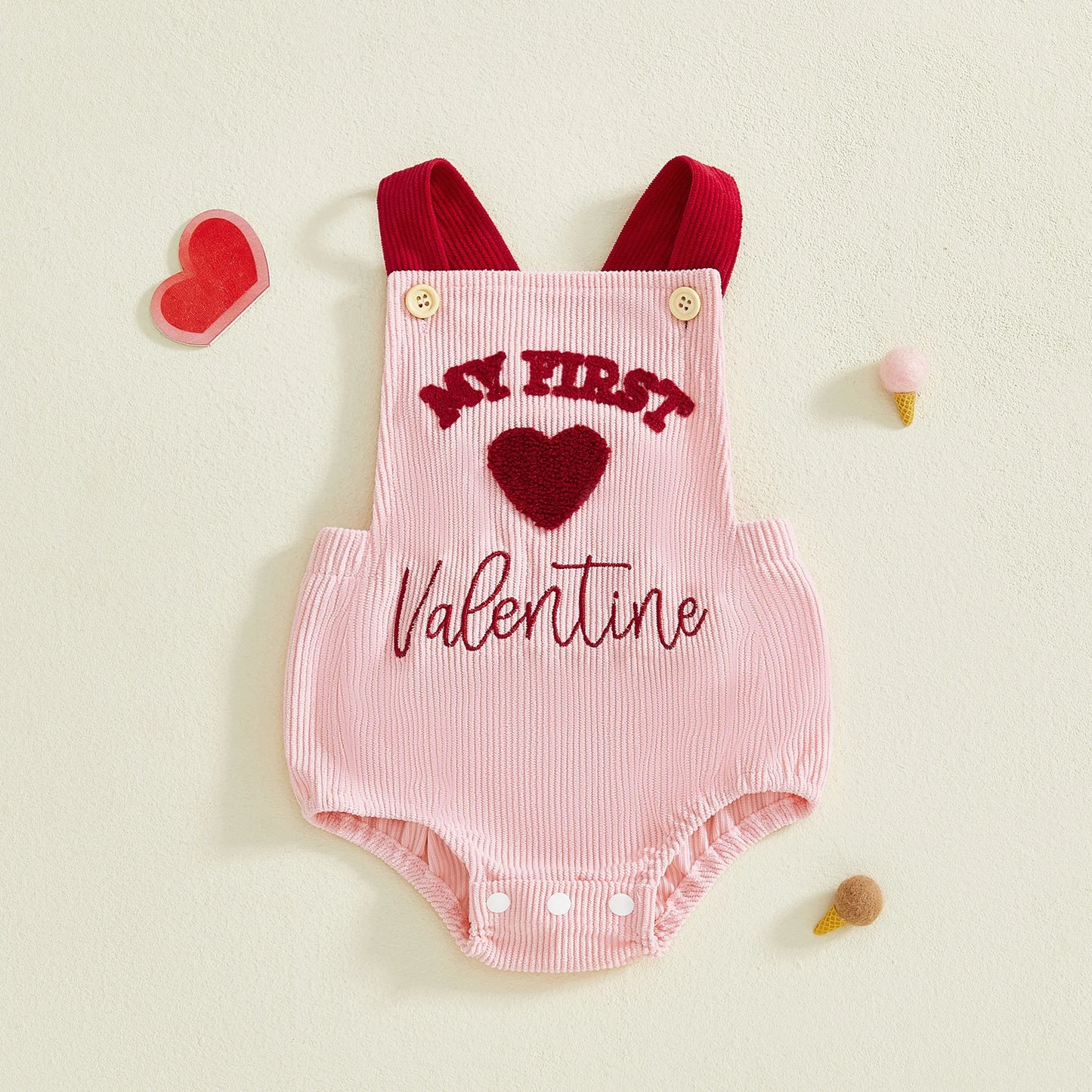 My First Valentine Corduroy Romper