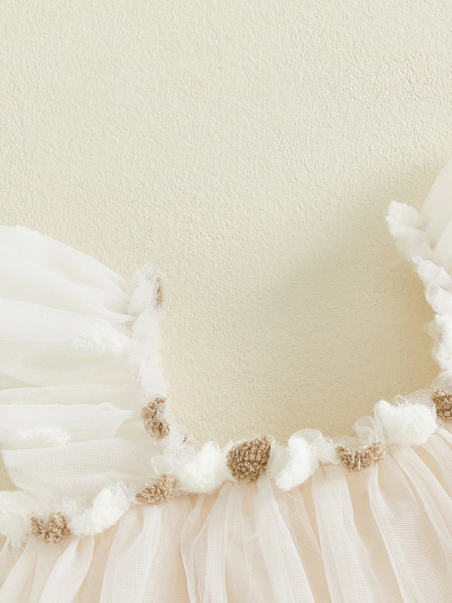 Golden Petal Tulle Dress & Bow Headband Set