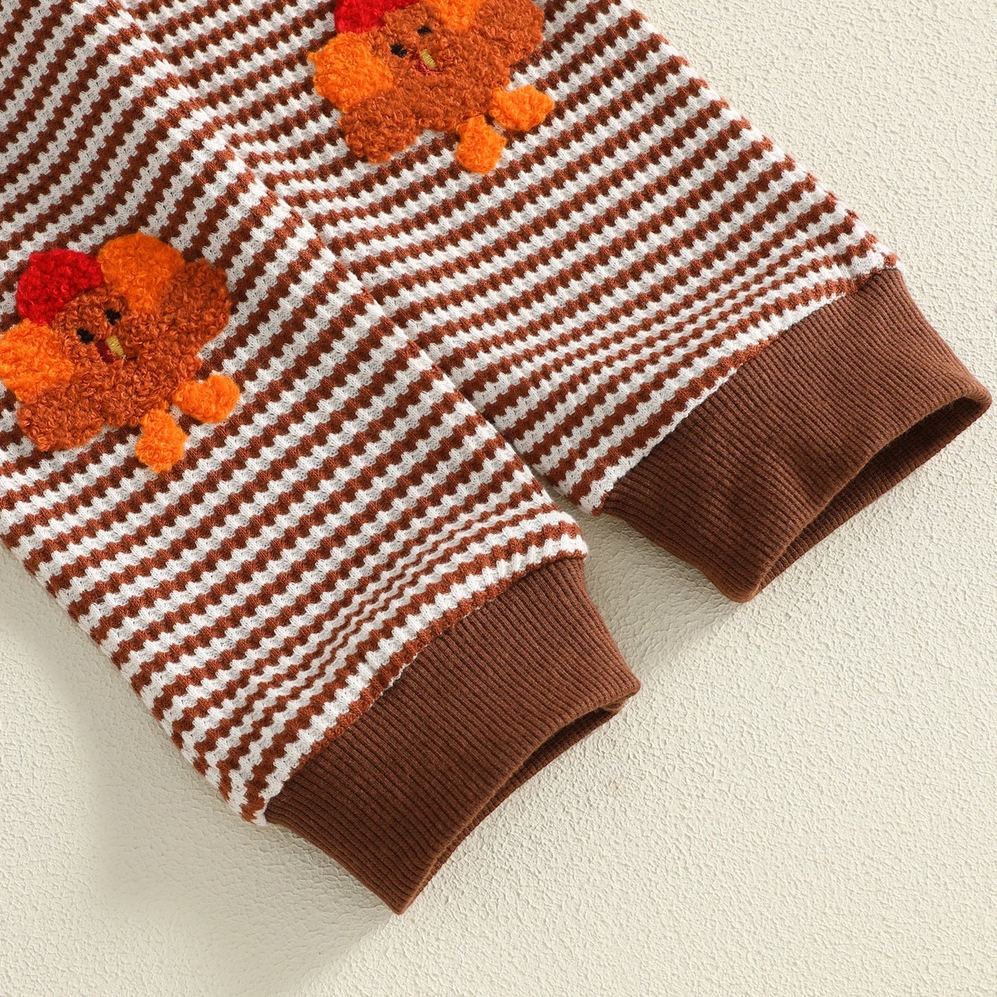 Baby Boy Thanksgiving Outfit Letter Embroidery Long Sleeve Romper Pants Hat
