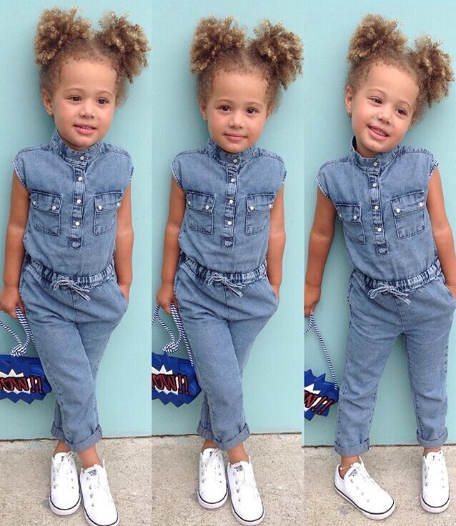 Girls' Sleeveless Denim Jumpsuit