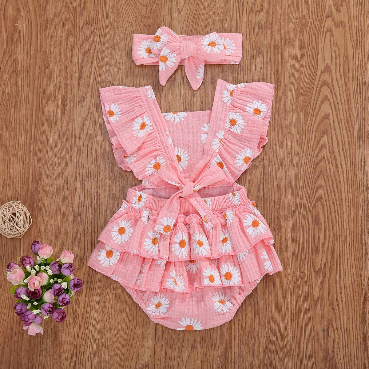 Girls' Daisy Print Romper