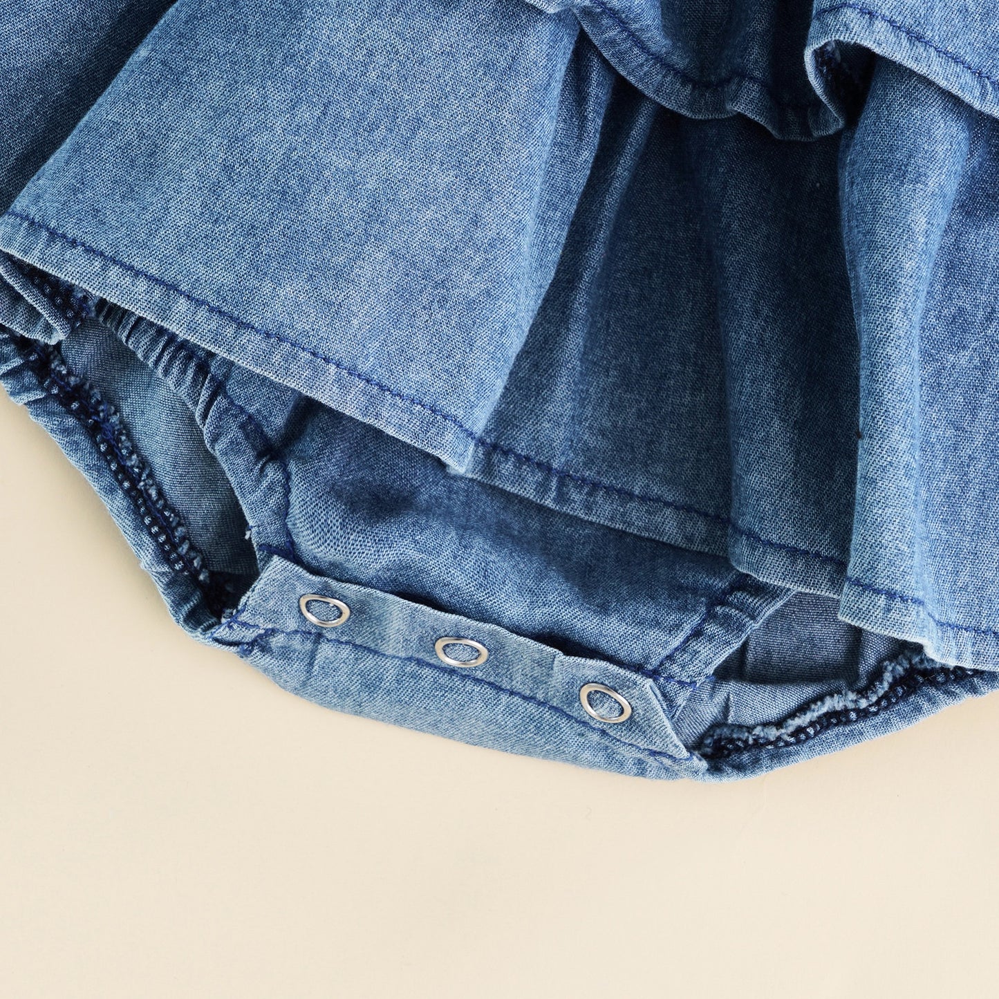 Girls' Denim Ruffle Denim Romper