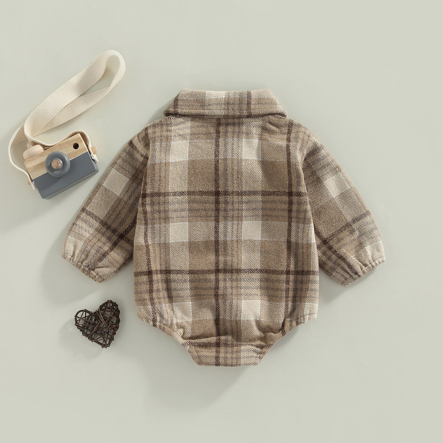 Boys' Plaid Long-Sleeved Baby Onesie