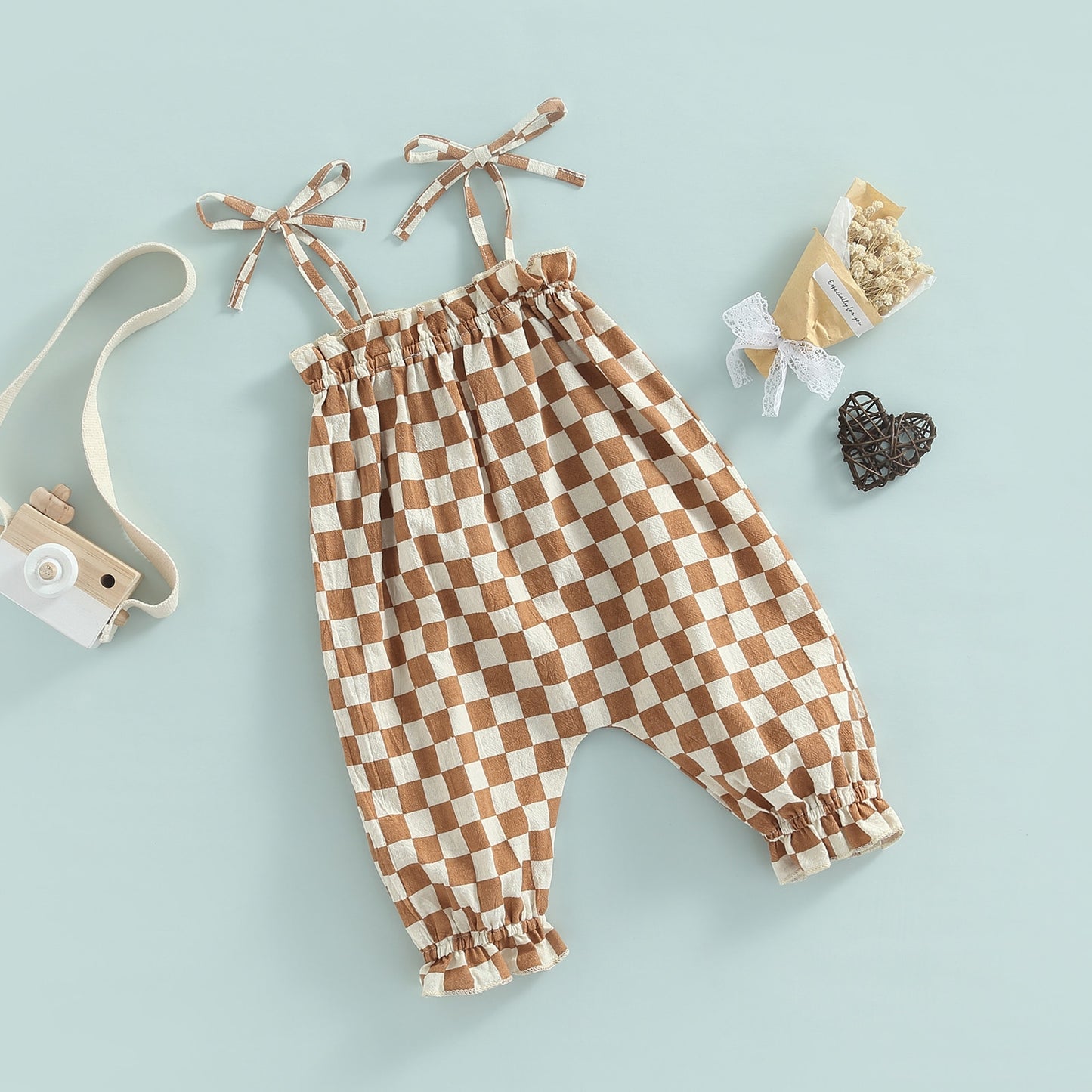Girls' Checkered Jumpsuit