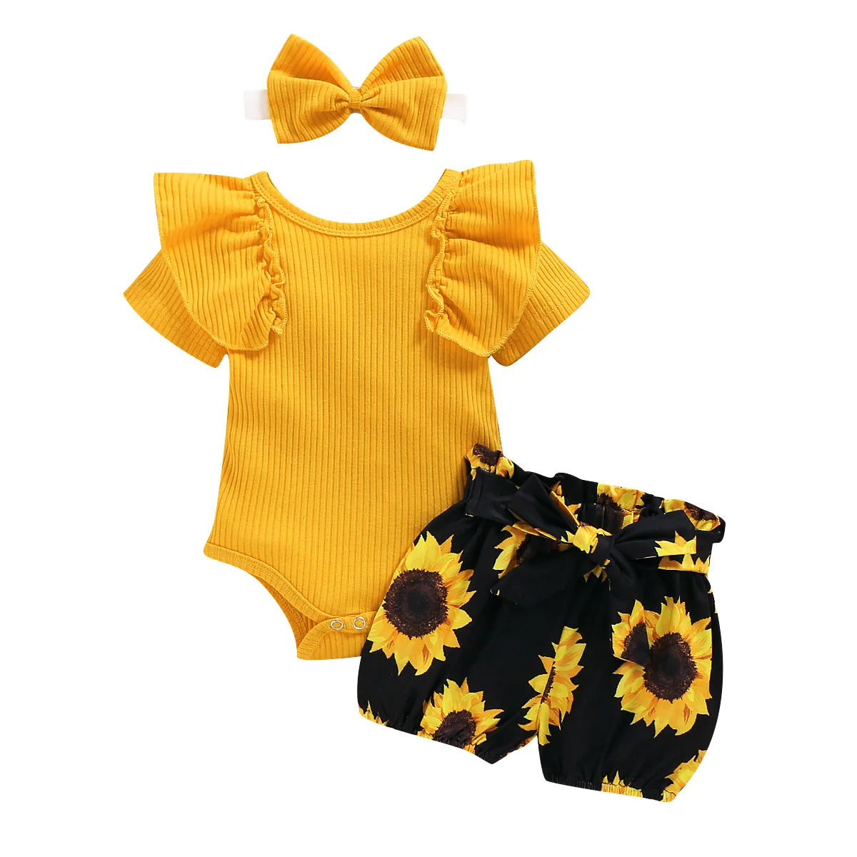 Girls' Sunflower Shorts & Onesie Set