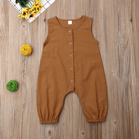 Casual Solid and Soft Button Up Jumpsuit
