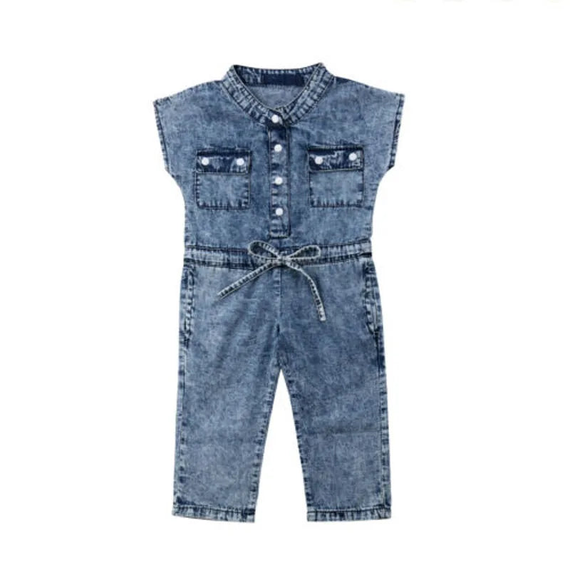 Girls' Sleeveless Denim Jumpsuit