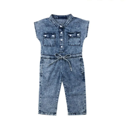 Girls' Sleeveless Denim Jumpsuit