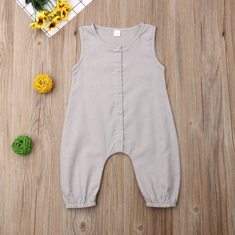 Casual Solid and Soft Button Up Jumpsuit