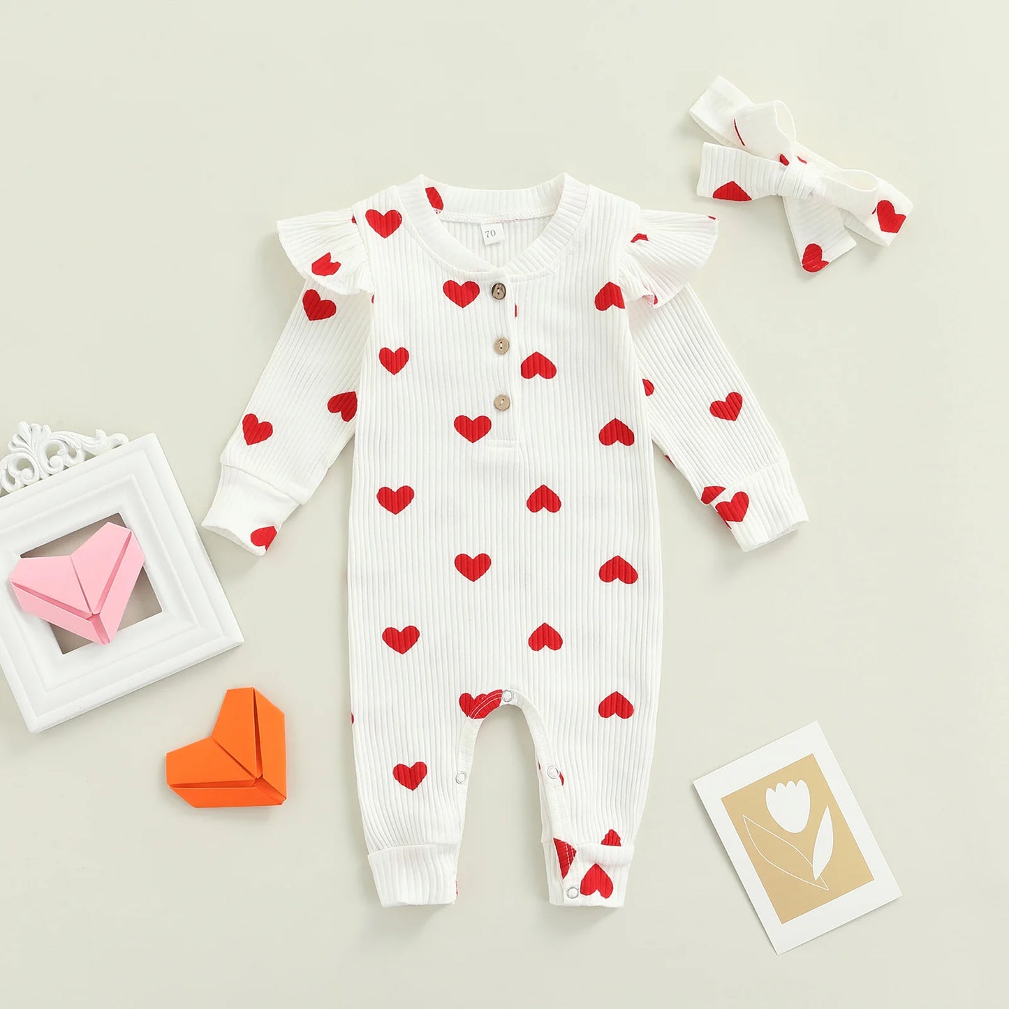 Sweetheart Ribbed Jumpsuit & Bow Set