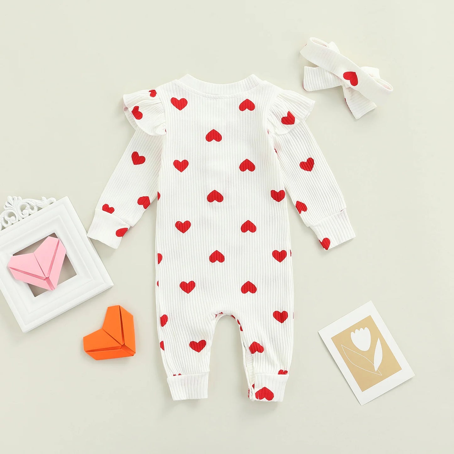 Sweetheart Ribbed Jumpsuit & Bow Set