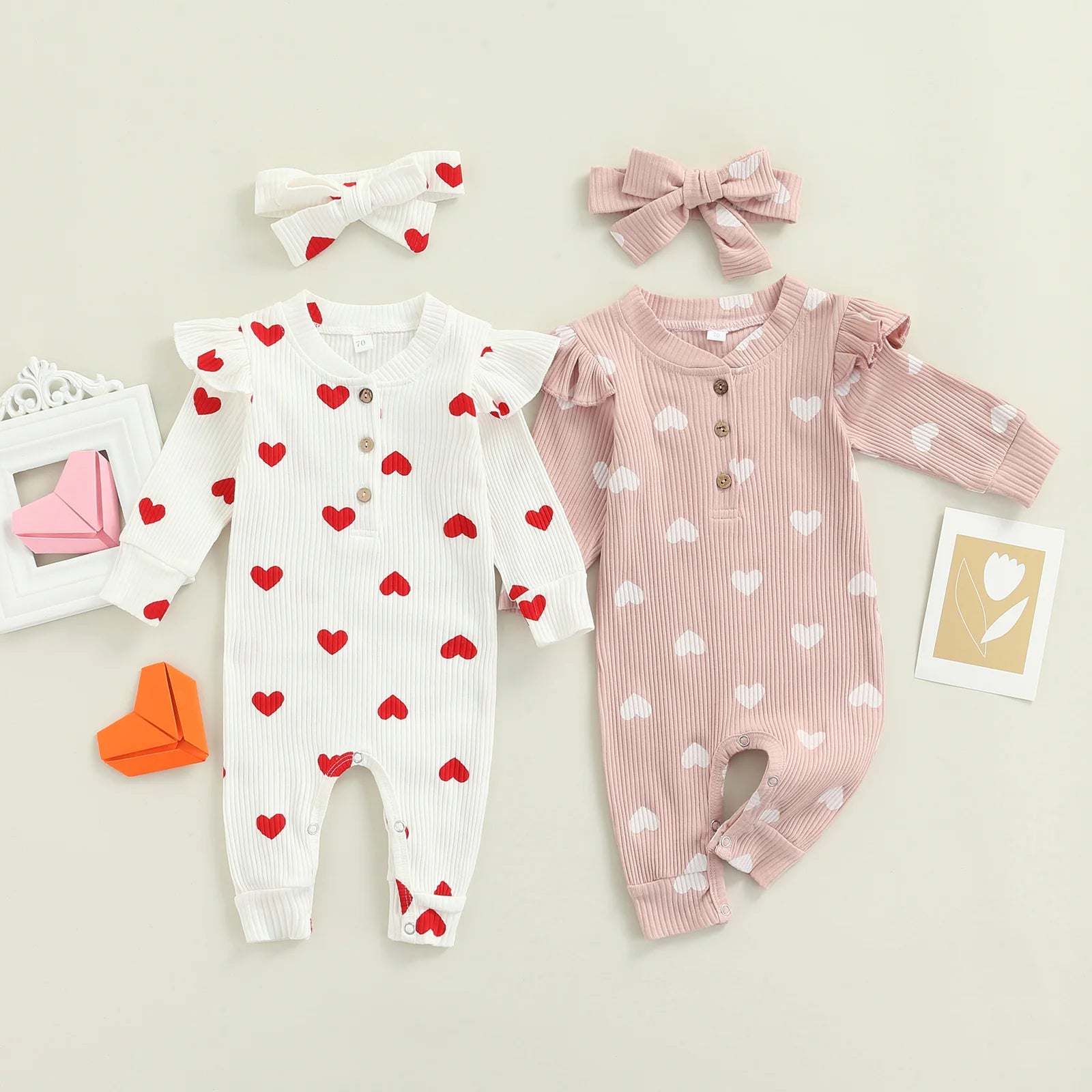 Sweetheart Ribbed Jumpsuit & Bow Set