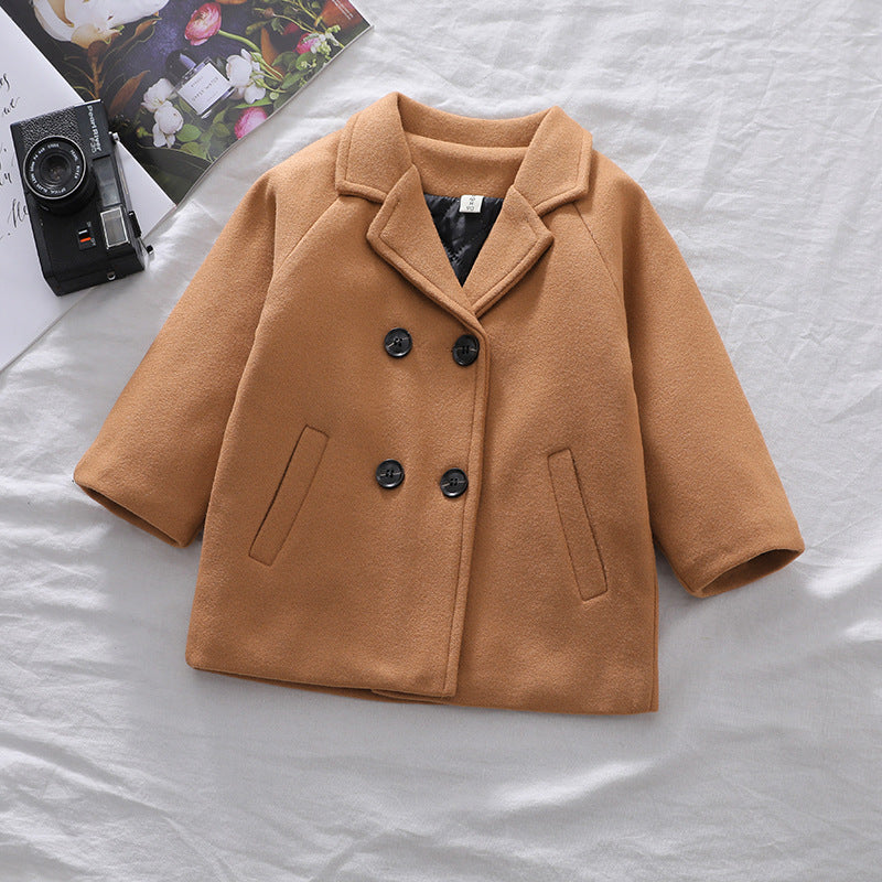 Woolen Double-breasted Trench Coat