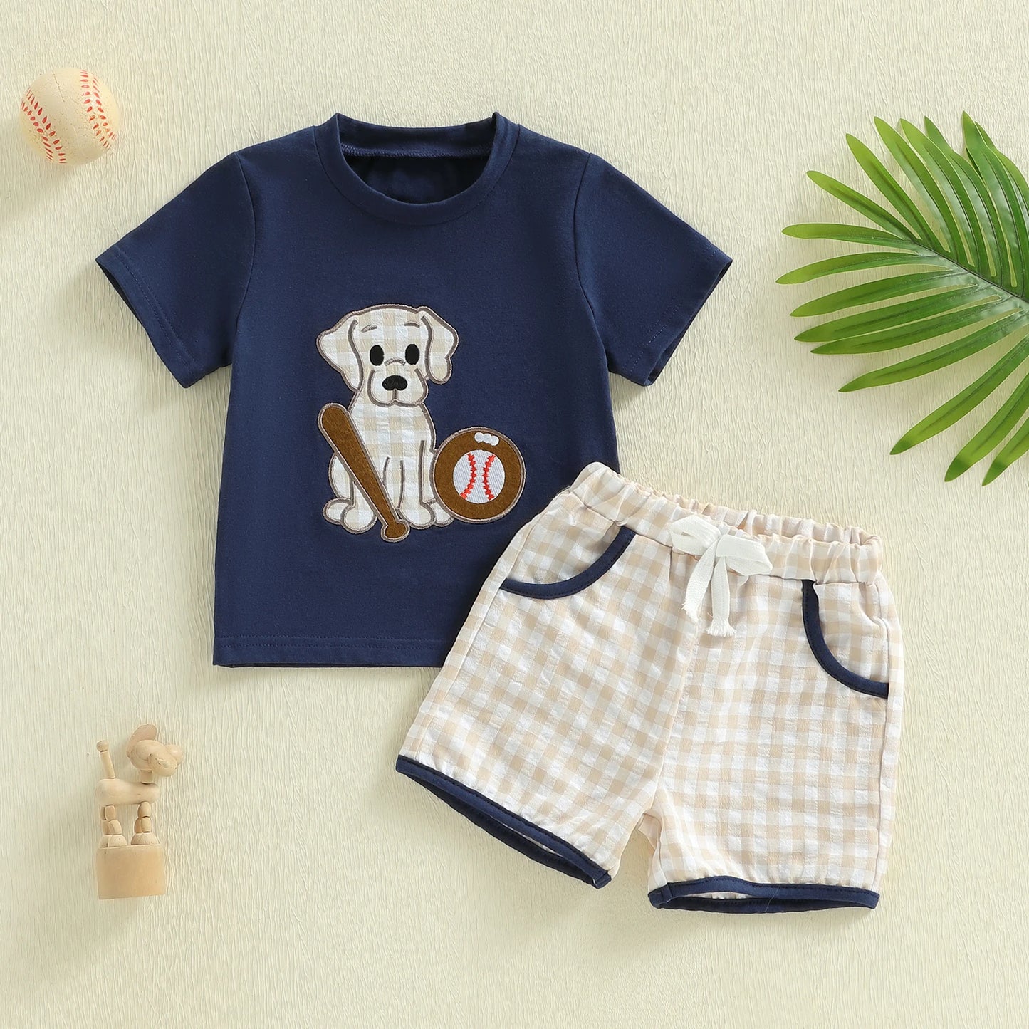 Baby Boy Baseball Dog Two-Piece Set