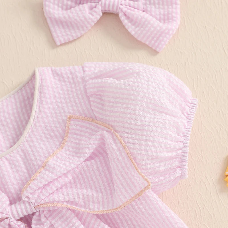 Sweet Whimsy Pastel Bow Romper Set
