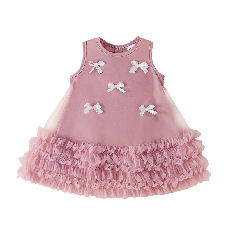 Pink Bow Tulle Dress
