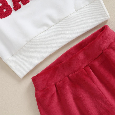 Girls' Santa Baby Sweatshirt Ribbed Flare Pants Set