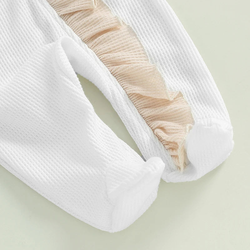 Blush Ruffle Ribbed Jumpsuit & Bow Set