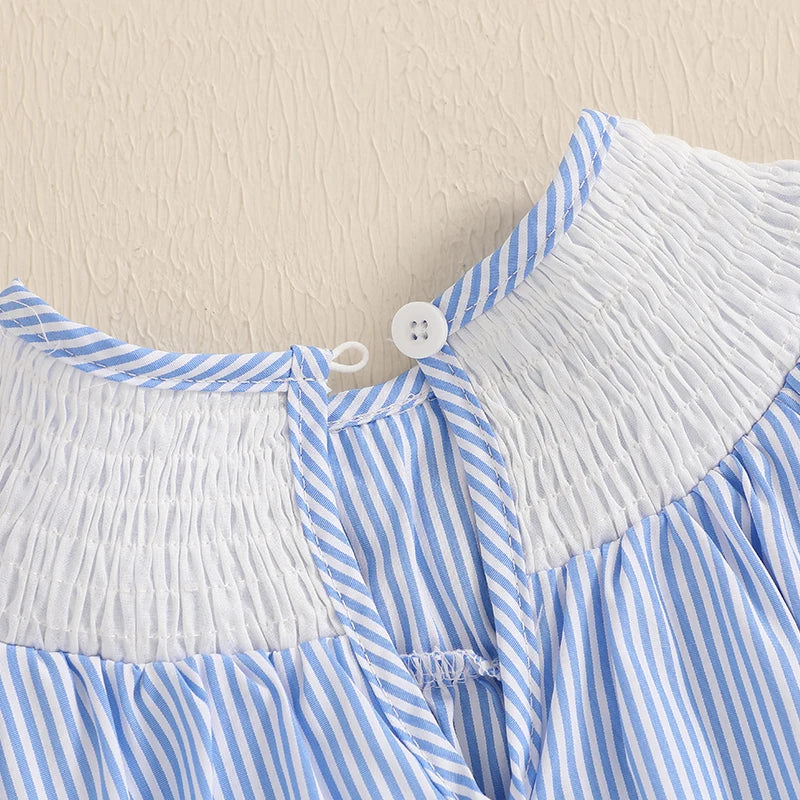 Starry Bow Smocked Bubble Romper