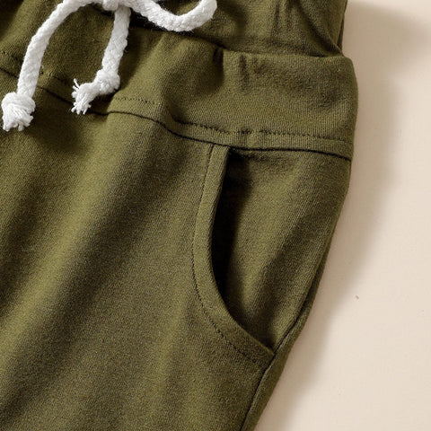 Boys' Contrast Color Tank Tops Drawstring Shorts Sets