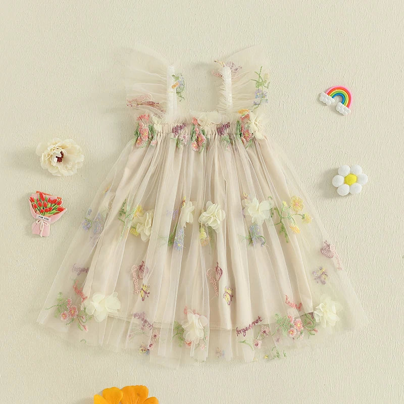 Girls' Floral Tulle Dress