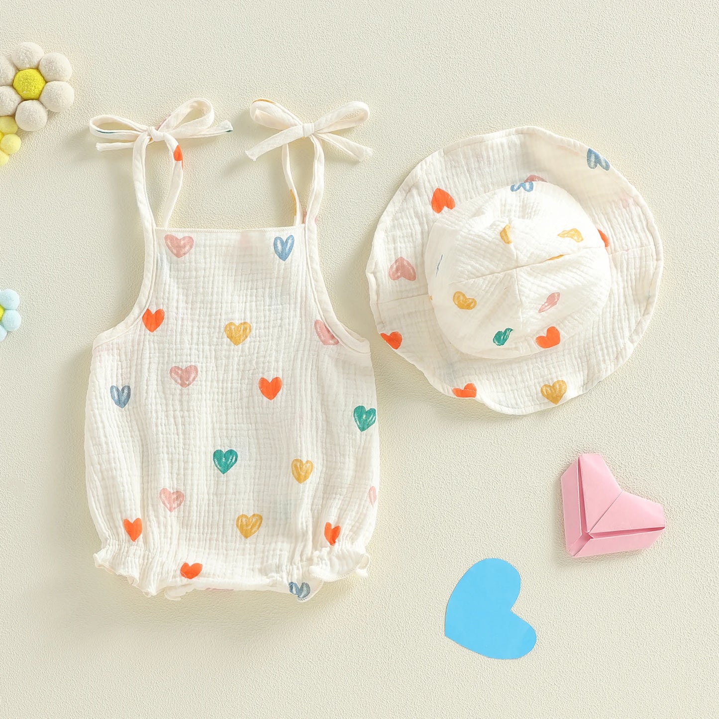 Sunny Days Muslin Romper & Sun Hat Set