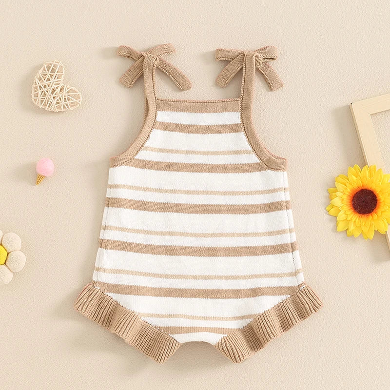 Little Latte Stripe Knit Romper