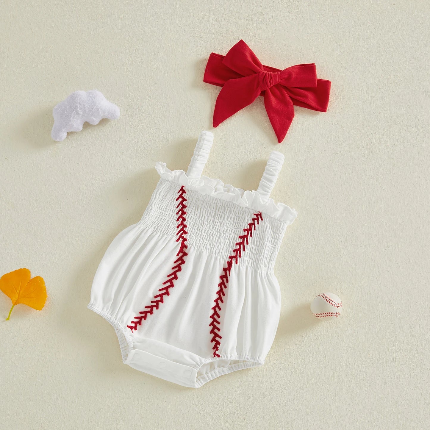 Little Slugger Smocked Bubble Romper Set