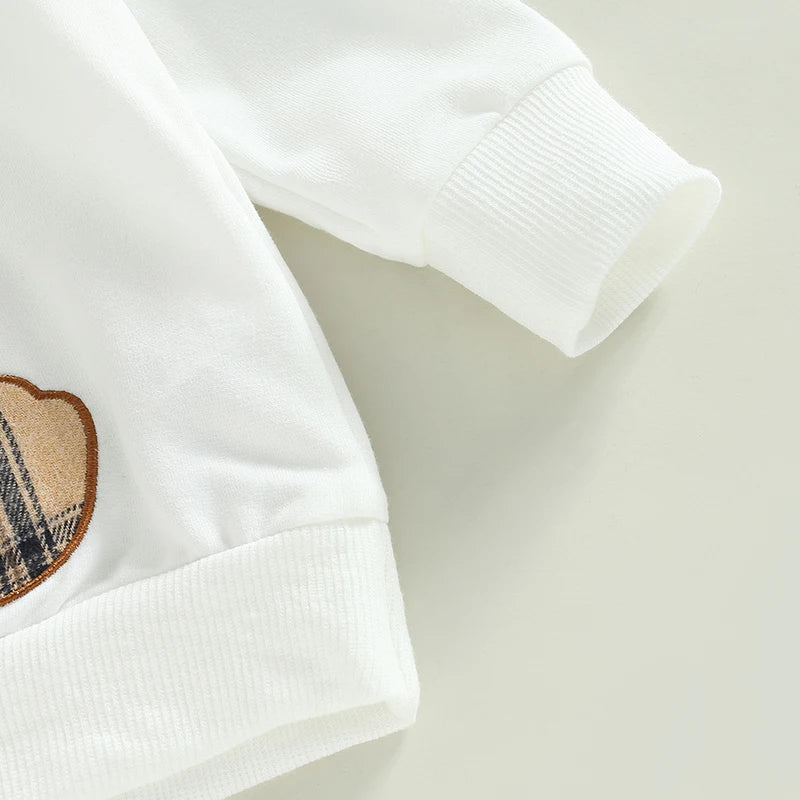 Plaid Bear Pattern Pullover Set