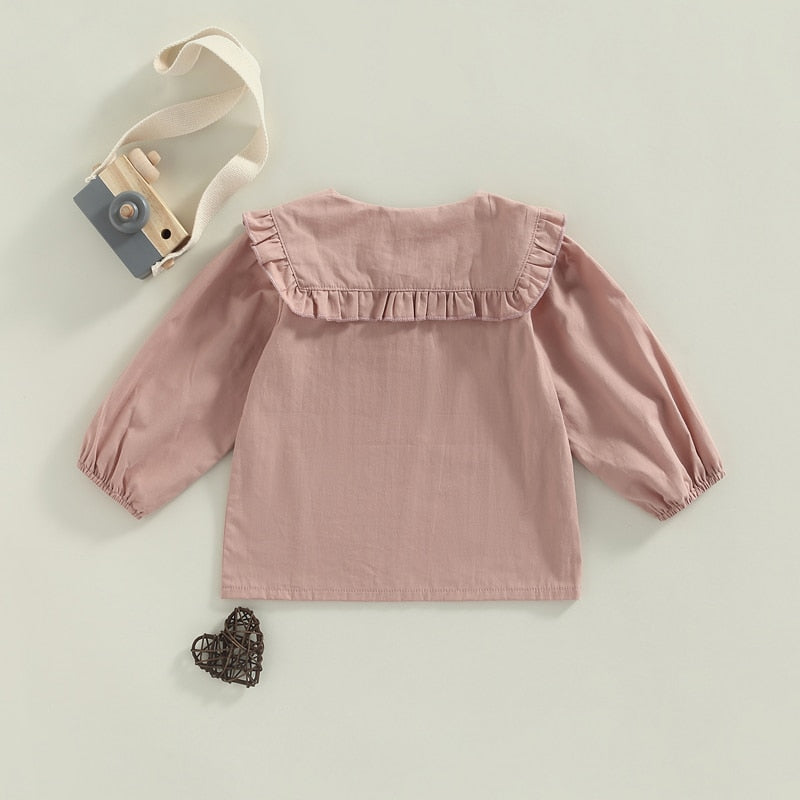 Plaid/Solid Doll Collar Full Sleeve Top