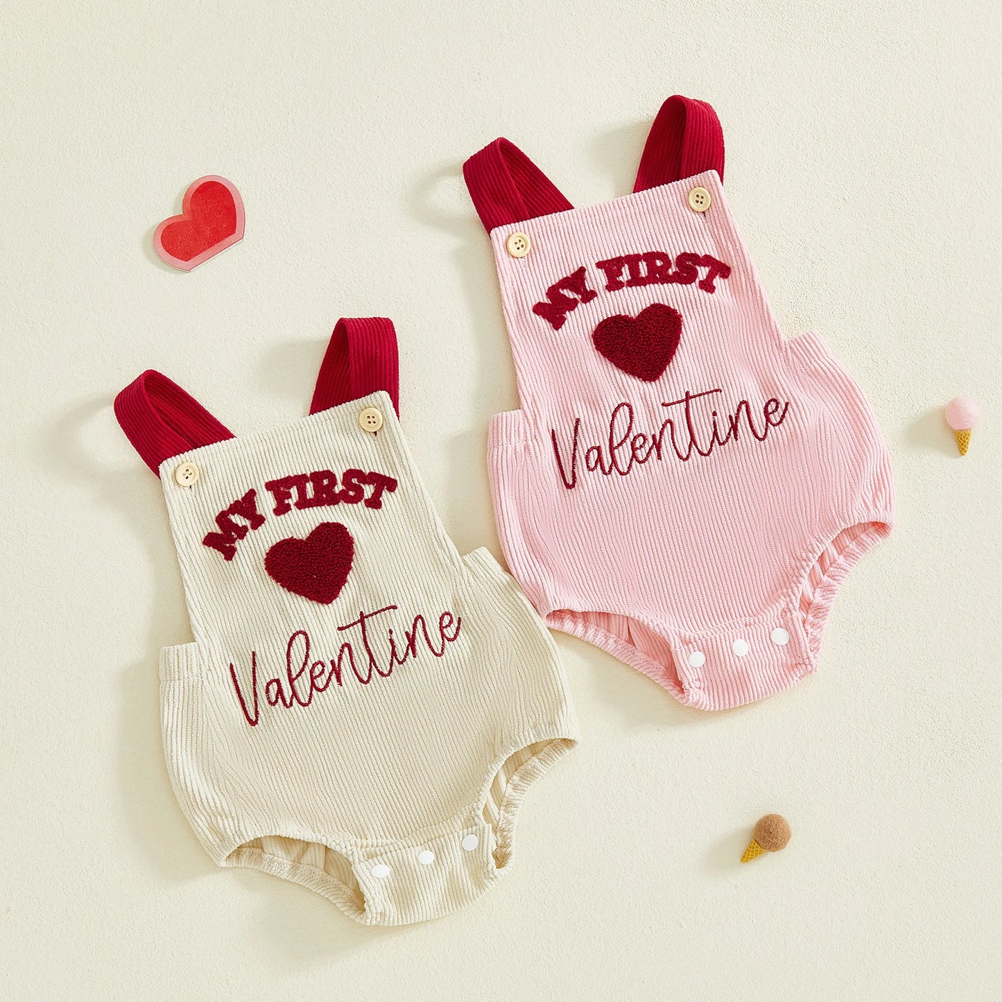 My First Valentine Corduroy Romper
