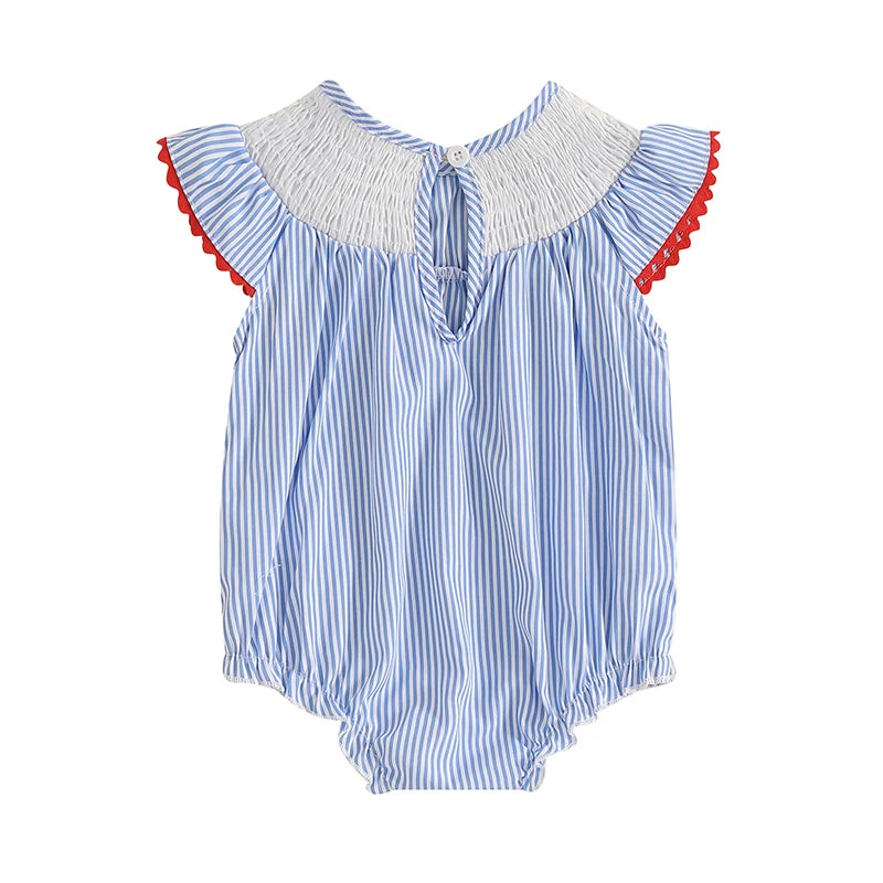 Starry Bow Smocked Bubble Romper