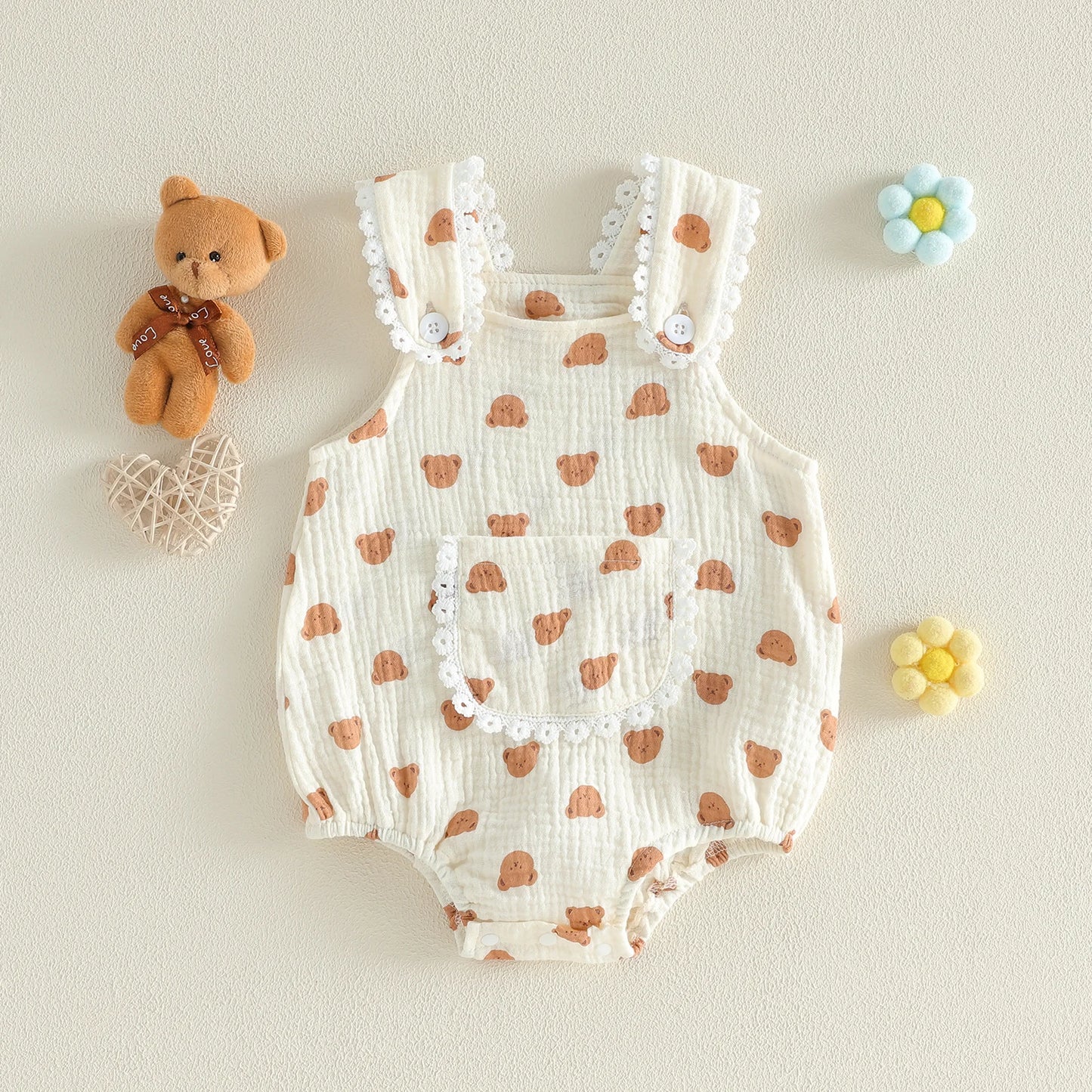Honey Bear Pocket Romper