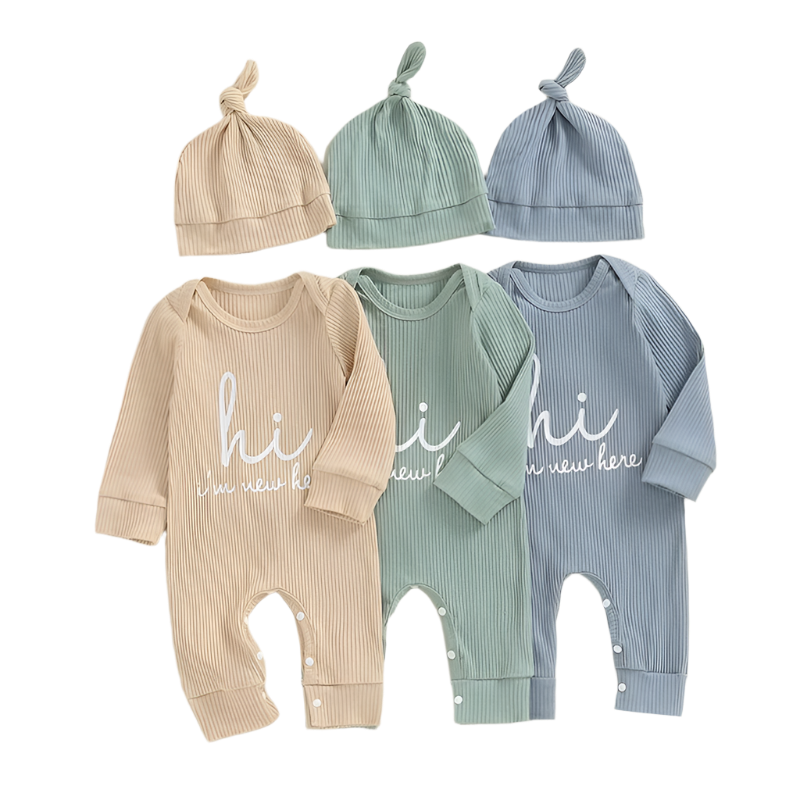 "Hi, I'm new here." Jumpsuit with Hat