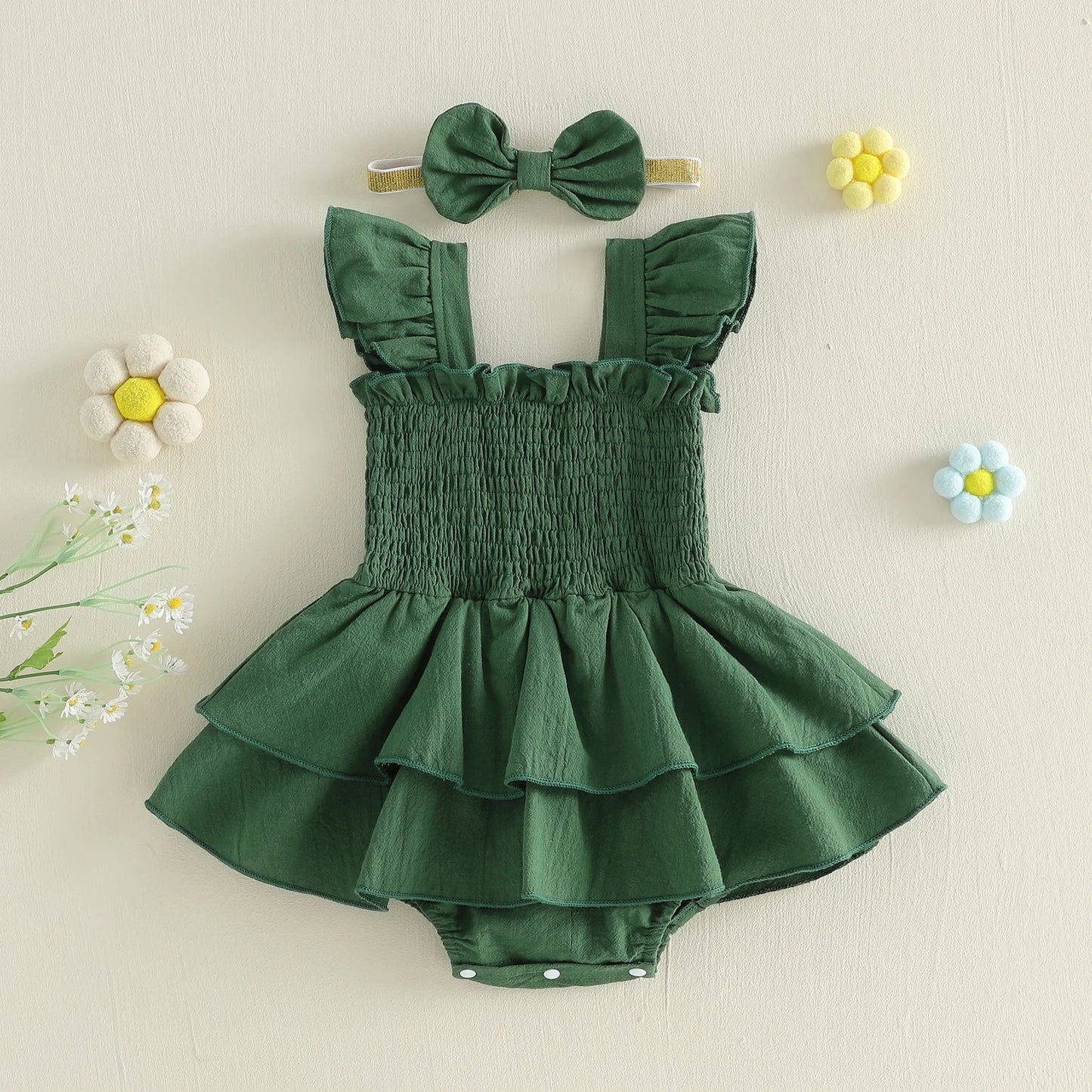 Everly Ruffle Smocked Romper Set