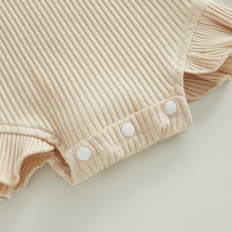 Soft Ribbed Flutter Tie-Strap Romper Set
