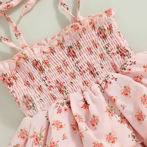 Girls' Layered Ruffled Flower Dress