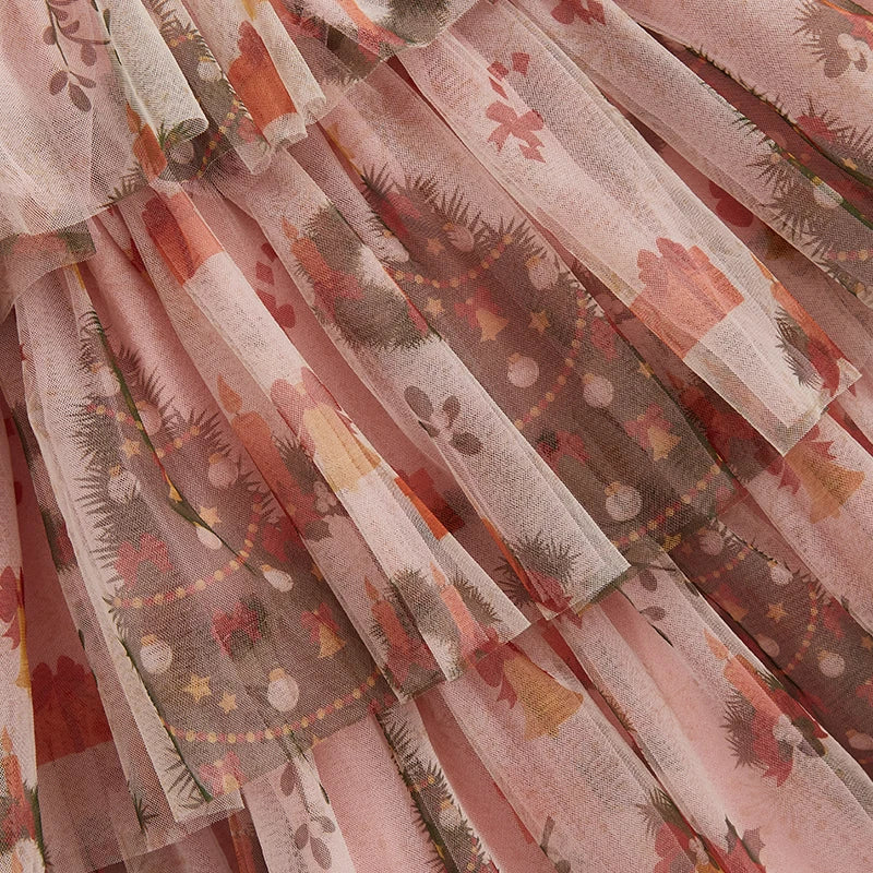 Pink Wreath Flower Tulle Dress