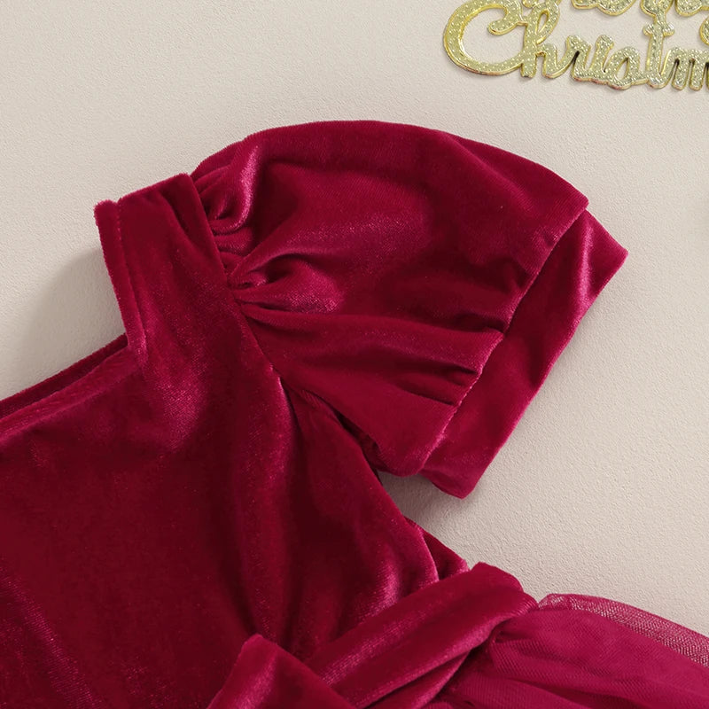 Solid Color Short Puff Sleeve Dress