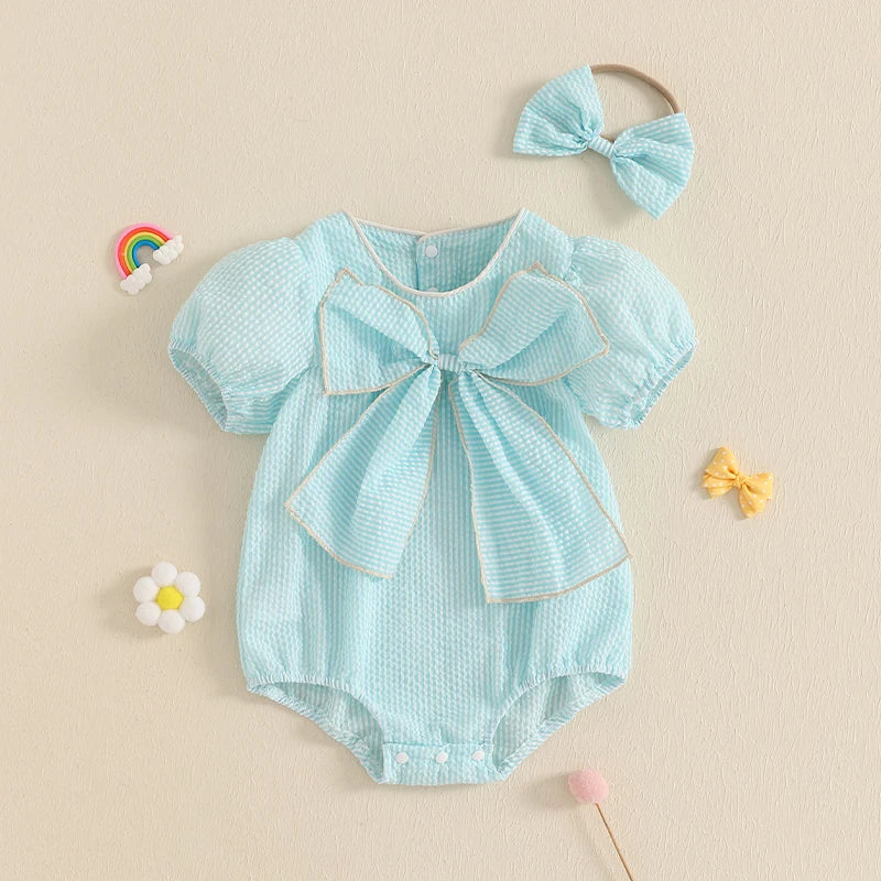 Sweet Whimsy Pastel Bow Romper Set