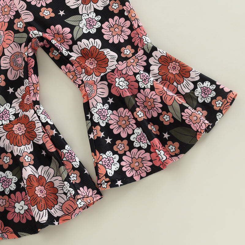 Girls' Flower Power Flare Overalls