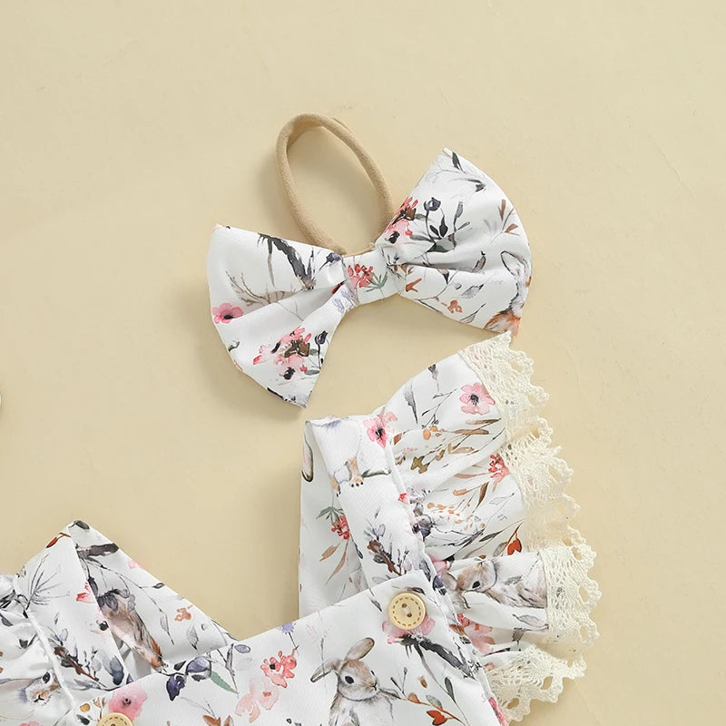 Bunny Blossom Lace Romper Set