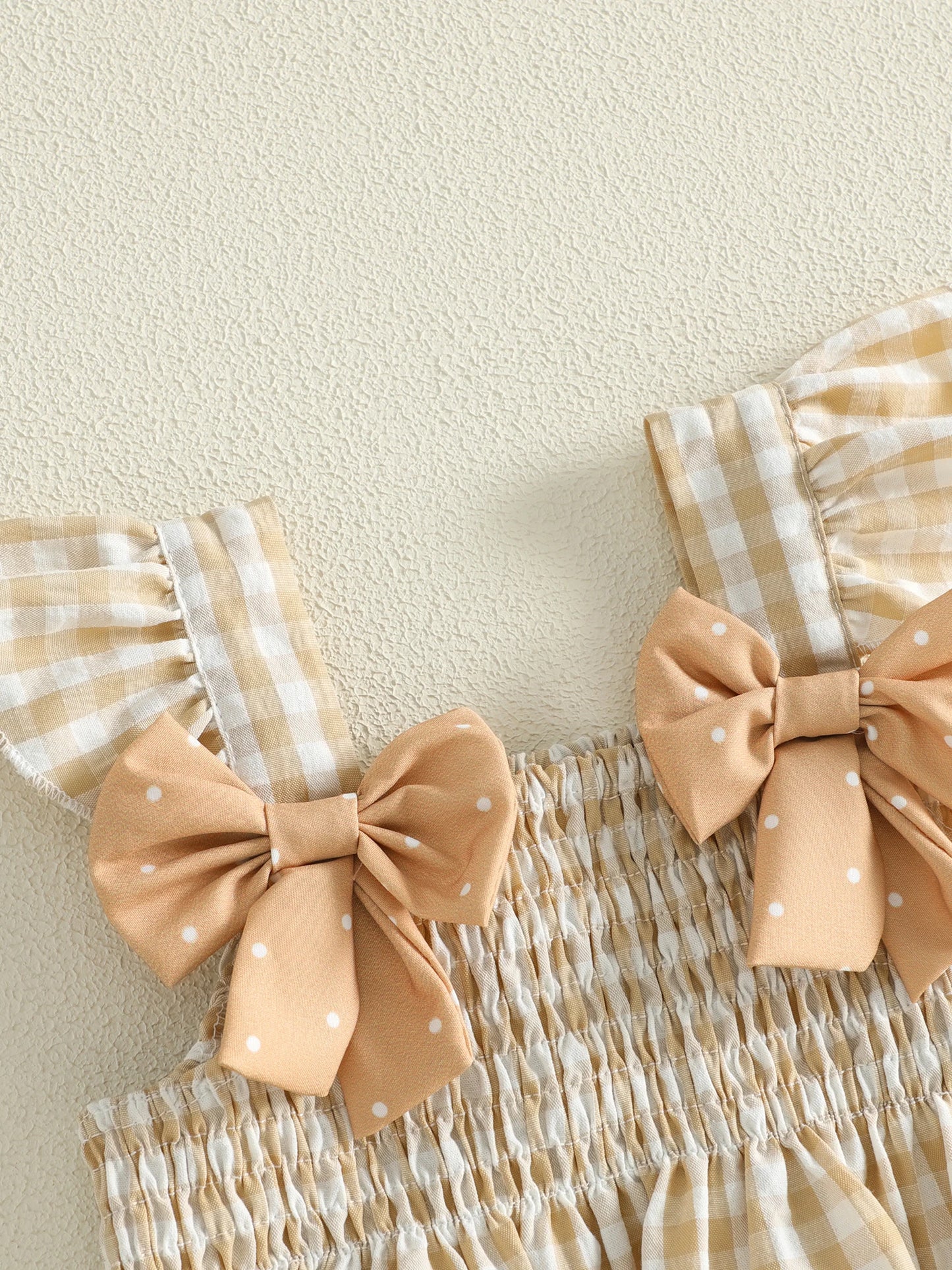 Harvest Charm Gingham Bow Short Set