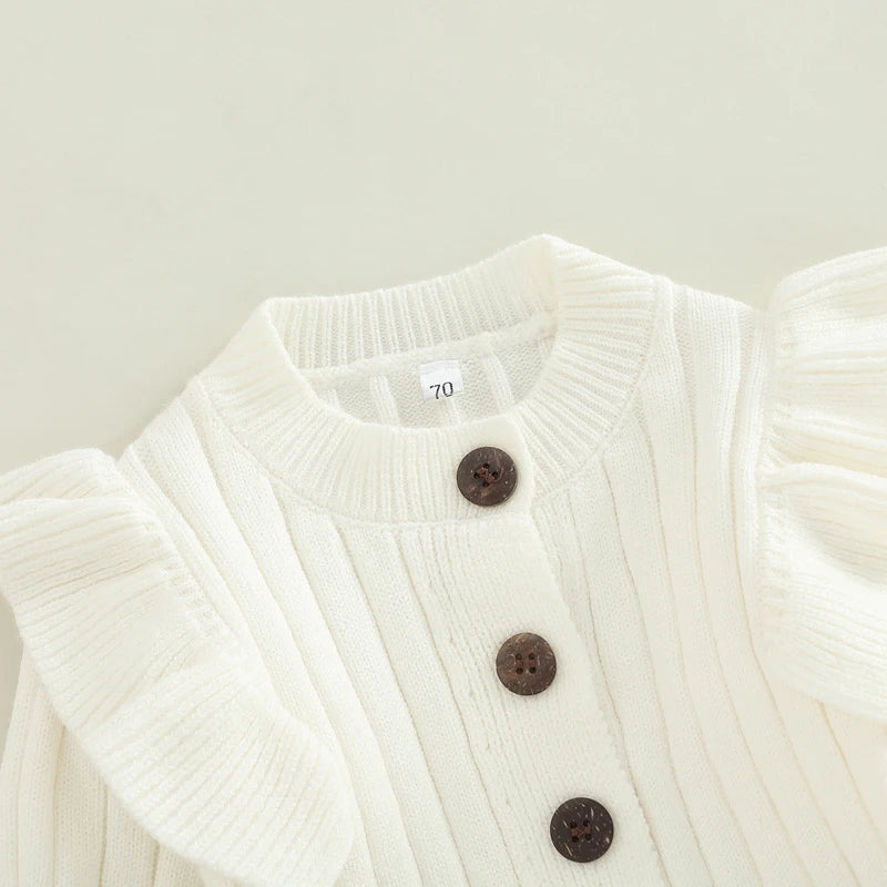 Cozy Ruffle Knit Button Jumpsuit