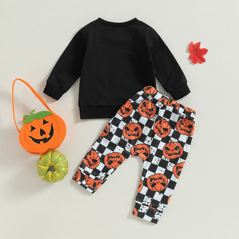 Glitch Halloween Jack-o-Lantern Plaid Pants Set