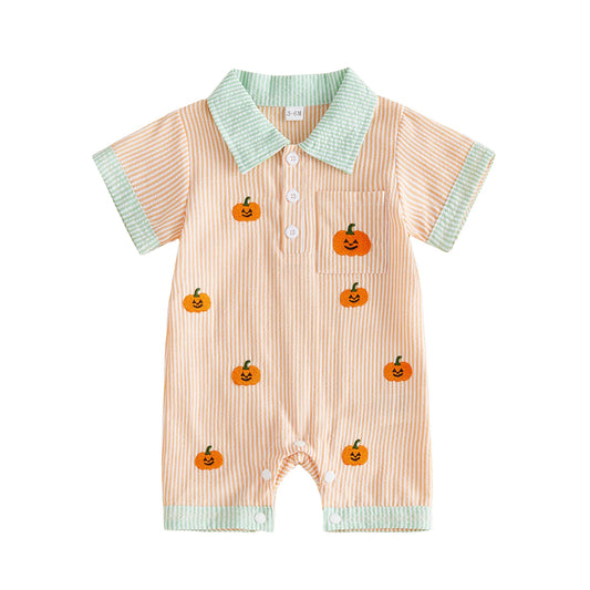 Harvest Stripe Polo Romper