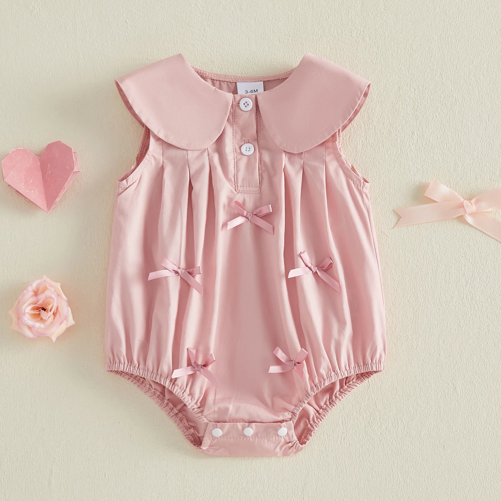 Blush Bow Bubble Romper