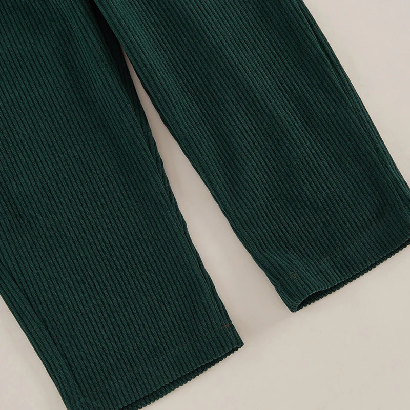 Red & Green Plaid Print Shirt & Suspender Pants Set