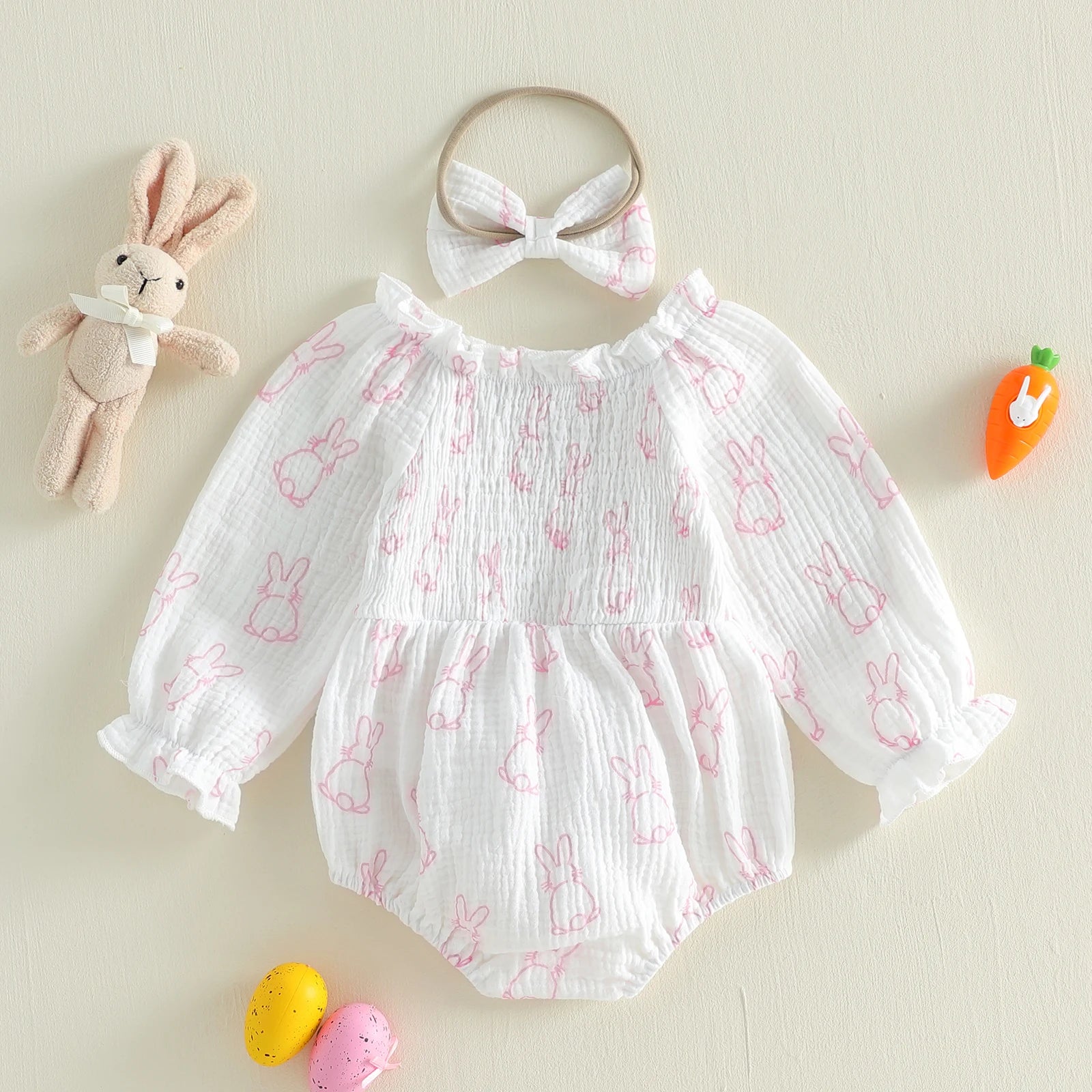 Blushing Bunny Romper & Bow Set