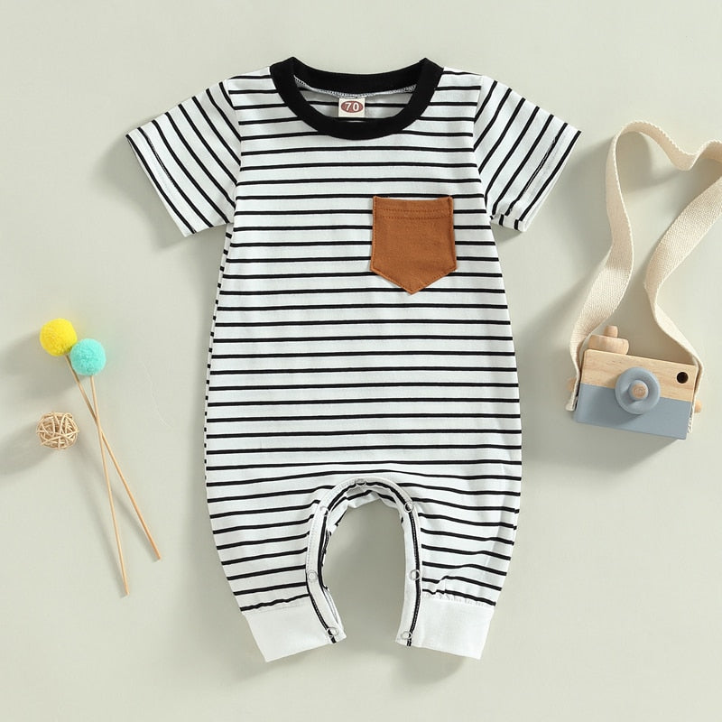 Boys' Contrast Color Striped Jumpsuit